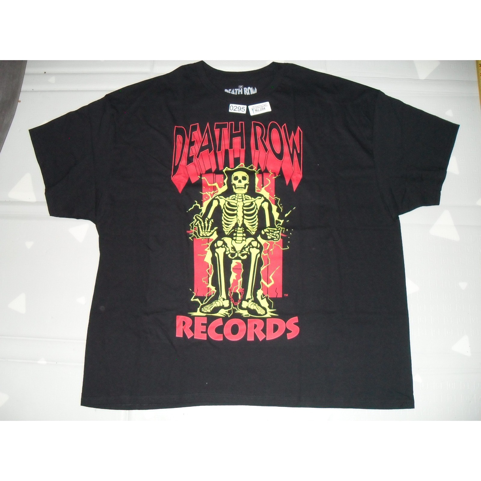 FILA T shirt Death Row Records scheletro stampa grafica hip hop rap maglietta nera 3XL
