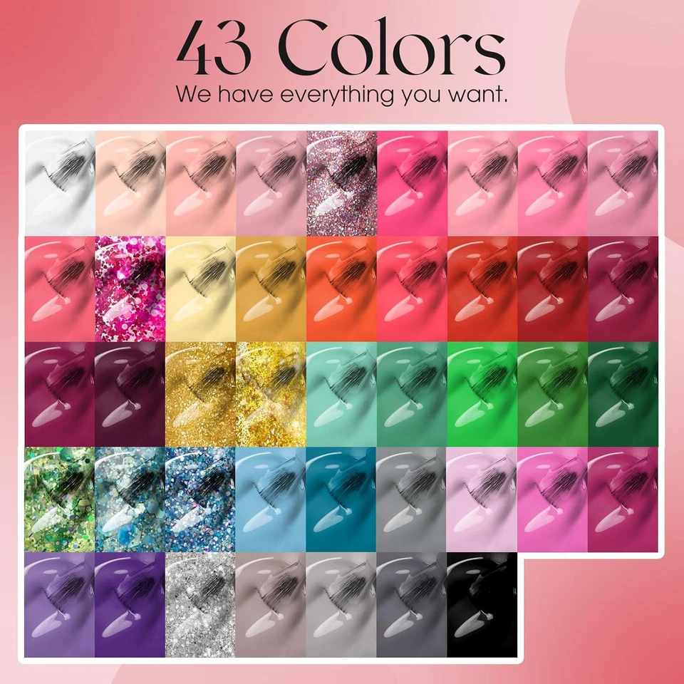 Gelnägel Starterset 43 Stück Weiß Schwarz Rosa UV LED Lampe Nagellack Top Coat B - Bild 3 von 4