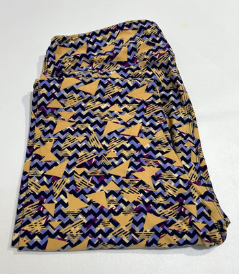 NWT LuLaRoe TC Purple Leggings  w/Geometric Design - Tall & Curvy (12-18)