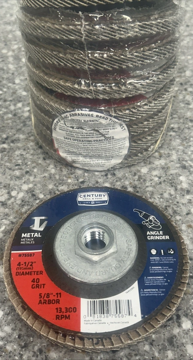 9 Pieces Century Drill 75587 Angle Grinder Flap Disc, 40 Grit, 5/8