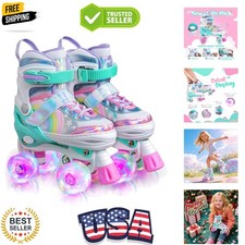 Rainbow Unicorn 4 Size Adjustable Roller Skates for Girls Boys for Kids Ages ...