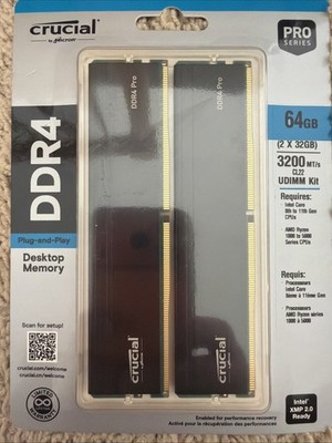 Crucial Pro 64GB (2 x 32GB) PC4-25600 DDR4-3200 Memory