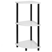 Eckregal - Weiß Hochglanz - Schwarz - 76 Cm Regal FüR Badezimmer Badezimmerregal