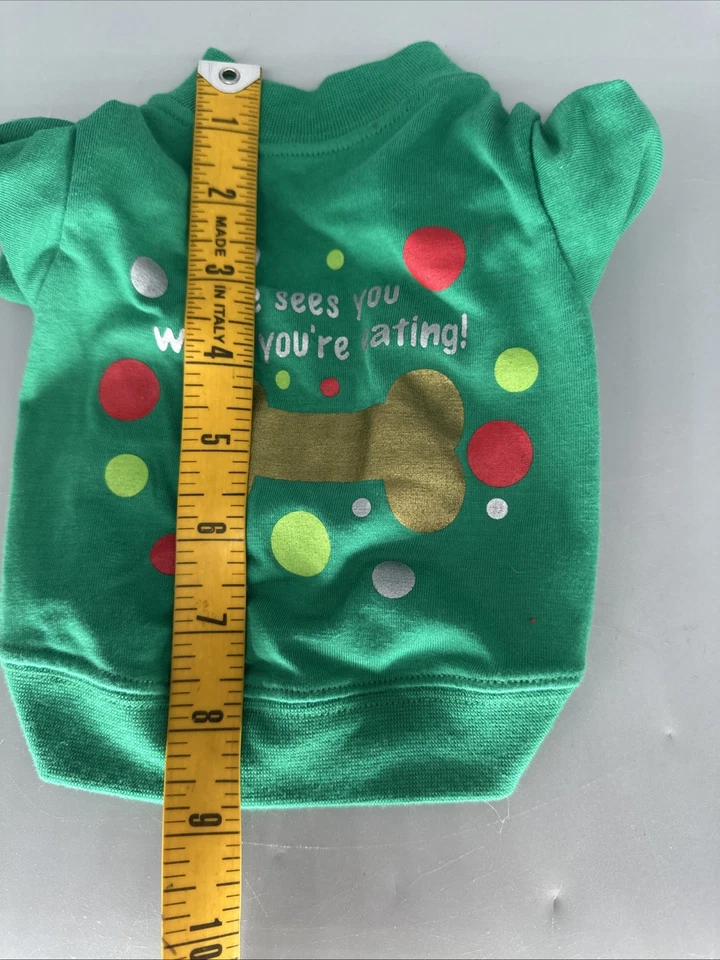 Unbranded multicolor tiny XXS Christmas dog outfit L. 9" W. 6" - Image 3 of 4
