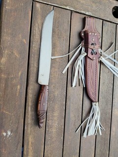Antikes Taschenmesser Buschmesser mit Lederscheide Trapper Dominikanische Republ