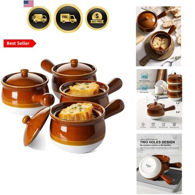 French Onion Soup Bowls, 22 Ounce Ceramic Soup Bowls with Handles, Soup Crock...