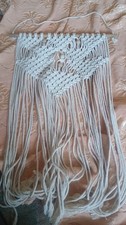 Handmade Bohemian Macrame Wall Hanging Cotton Rope Decoration , Wooden Beads