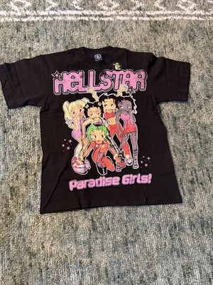 Hellstar Paradise Girls Betty Boop Graphic T-Shirt Men's Black Size M