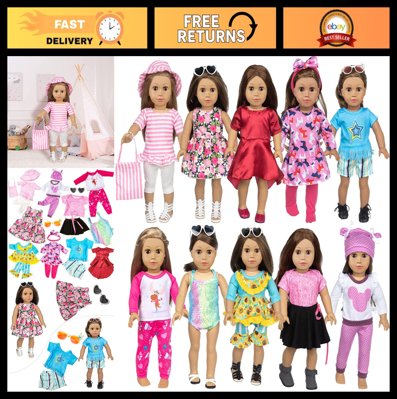 & Accessories Set - 23 Pcs For Our Generation Dolls, 10 Out