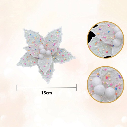 Fabric Christmas Artificial Flowers Glitter Glitter Poinsettia New Year - Picture 10 of 14