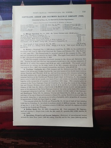 1905 Train Report CLEVELAND AKRON & COLUMBUS RAILWAY Hudson Trinway Killbuck OH