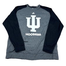 Indiana Hoosiers Sweatshirt Men Large Gray Black Crewneck Performance Adidas