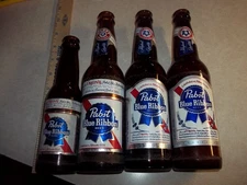 4 Diff Vintage PABST BLUE RIBBON BEER BOTTLES Wisconsin Wi. Bar Tavern Saloon