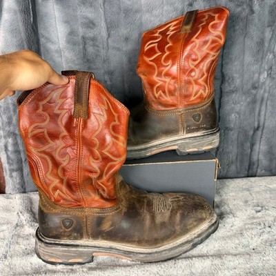 Ariat Work Groundbreaker Steel Toe Western Boots Brown Orange 10006961 Mens 11EE