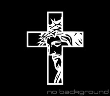 JESUS Cross Vinyl Die Cut Decal Sticker - Christ Christian Religious God Church