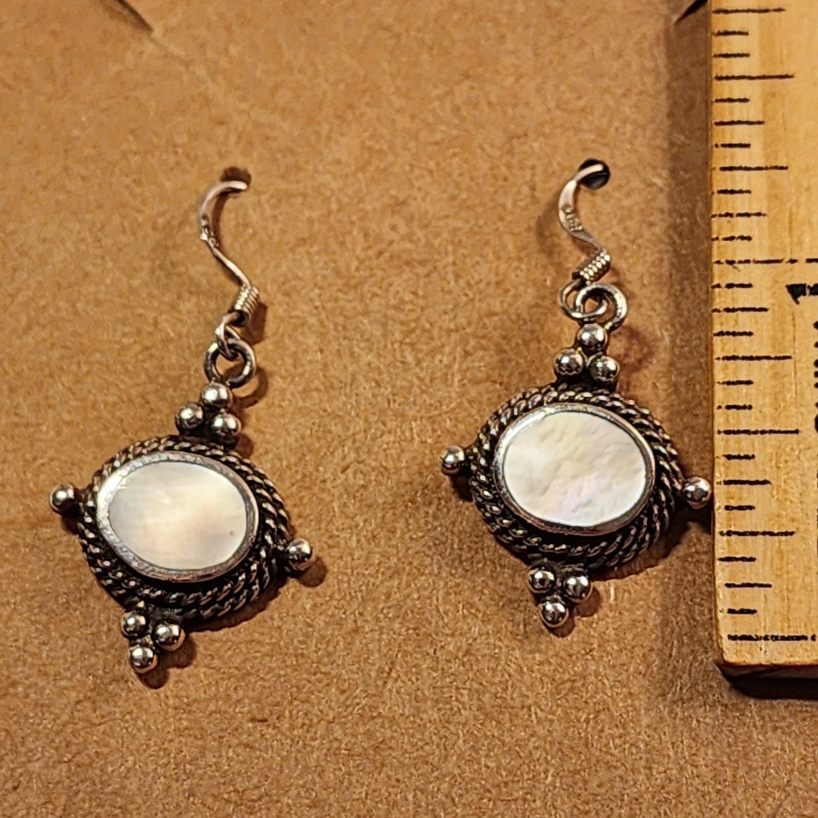 Sterling Silver 925 MOP Dangle Drop Earrings Wome… - image 3