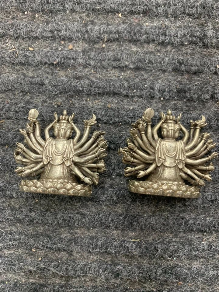 两件装优质藏银手工制作*森德菩萨*雕像 — 第 2/4 张图片