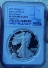JUST REDUCED!! 2021-W T-2 PROOF AMERICAN SILVER EAGLE NGC PROOF 70 ULTRA CAMEO