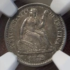 1872 SEATED LIBERTY HALF DIME - NGC AU 55
