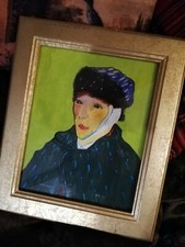 ORIGINAL Acrylic FRAMED PORTRAIT PAINTING Art '"THE VAN GOGH" by Artist M Burt