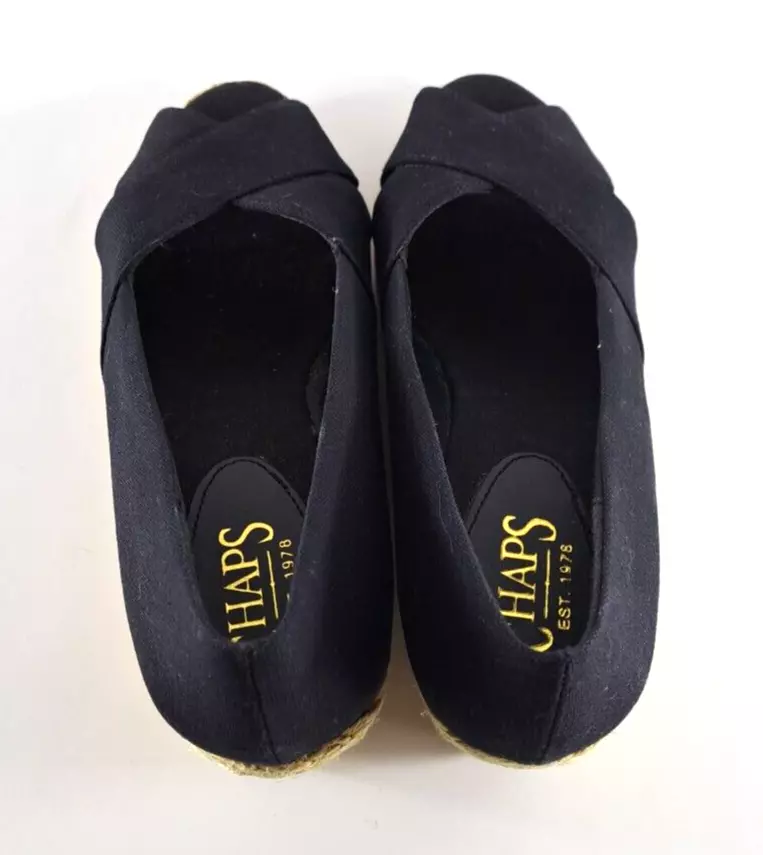 Women s Chaps Espadrilles Sandals Wedges Dakota Black Canvas 3