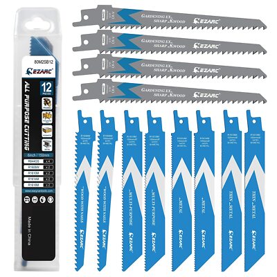 12x EZARC Reciprocating Saw Blades 6 In Bi-Metal Demolition Sabre Saw Blade Sets