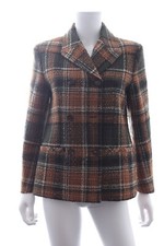 Mulberry Check Wool Double Breasted Jacket / Brown Multi