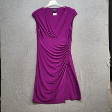 Lauren Ralph Lauren Women Dress 14 Purple Ruch V Neck Sleeveless Bodycon