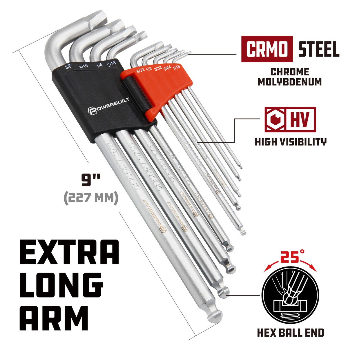 Powerbuilt 9 Piece Zeon SAE Hex Key Wrench Set for Damaged