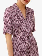 Finery Danette Geometric Tile Print Midi Shirt Dress, Purple UK 8 New Tags