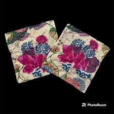 Decorative Throw Pillow Covers Cases Kantha Bright Floral Zipper Boho Eclectic