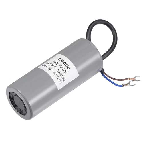 CBB60 Run Capacitor 60Uf 250V AC 2 Wires 50/60Hz Cylinder Motor Running Capacito
