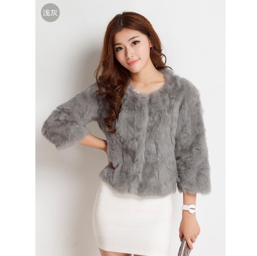 Winter Women 100% Real Genuine Rabbit Fur Coats Lady Outwear Jacket Warm Garment - Picture 4 of 18