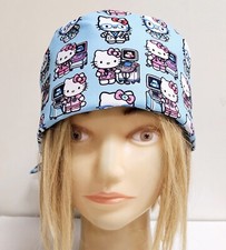 HELLO KITTY NURSE  DOCTORS BLUE MEDICAL NURSE SCRUB CAP 2 SIZE SELECTION 