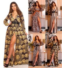 Koucla Ladies Maxi Long Sleeve Dress Party Maxi Dress with Print