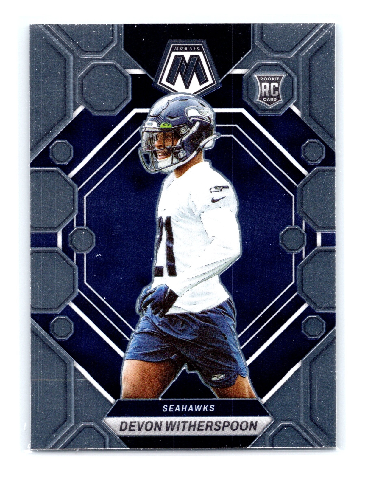 2023 Panini Mosaic Football #313 Devon Witherspoon Rookie RC Silver Prizm