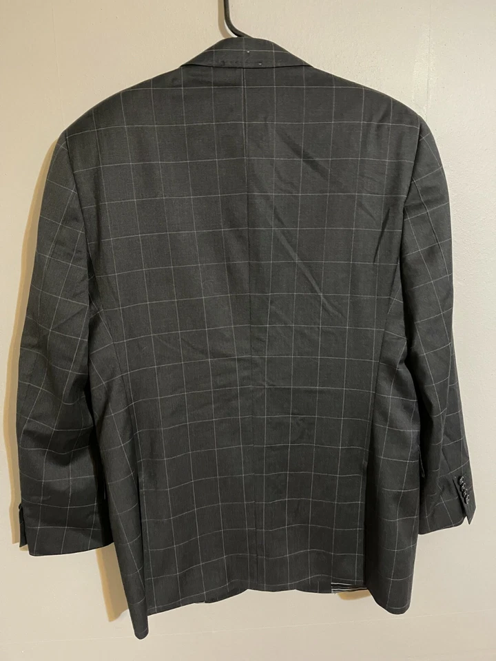Zanetti I Deal Blazer Made in Italy Gray Windowpane Suit Jacket Coat - Men's 42R - Image 4 of 4