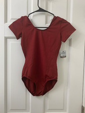 Danskin Short Sleeve Leotard Children Large Cardinal