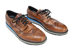 Prada Chaussures Homme (US) 10 Marron Bout D'Aile Lacet Bout Rond Cuir Richelieu