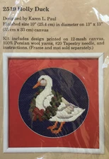 Creative Circle Needlework Kit #2519 Holly Duck - Canvas/Wool Yarn-10" Diameter