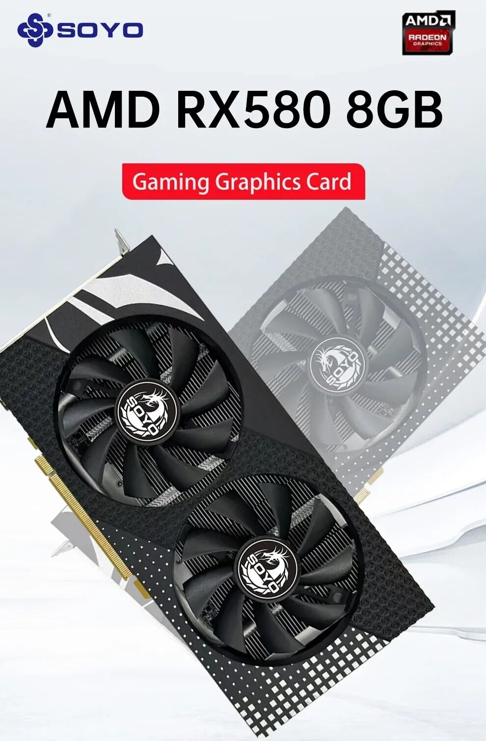 SOYO RX 580 8GB VRAM GPU 2048 SP Gaming Graphics Card Budget GPU
