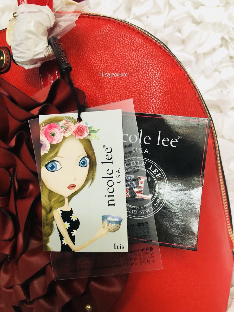 👄NICOLE LEE USA RED ROSE RUFFLES DOME SATCHEL BAG W/STRAP  display picture 1