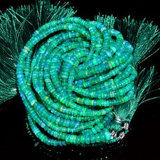 Green Ethiopian Opal Gemstone Roundel Shape Smooth Beads 5X5X2mm Strand 8" GB703
