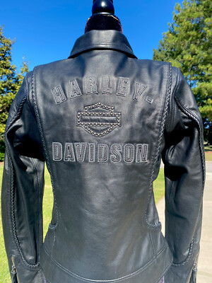 Harley Davidson Women HERITAGE Leather Jacket Black Small 98064