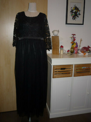 Zauberhaftes Spitze Tüll Maxikleid Gr. 44  schwarz edel  Partykleid