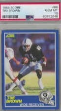 Rookie 1989 Score #86 Tim Brown Wide Receiver Oakland Raiders PSA 10 Gem Mint