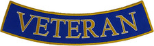 Veteran Yellow on Blue Iron on Sew on Bottom Rocker Large Back Patch for Jacket 