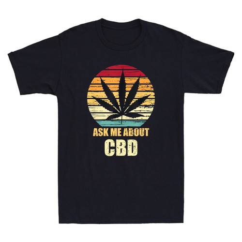 Ask Me About CBD Cannabis Marijuana Funny Weed Graphic Humor Quote Men's T-Shirt - Picture 3 of 8