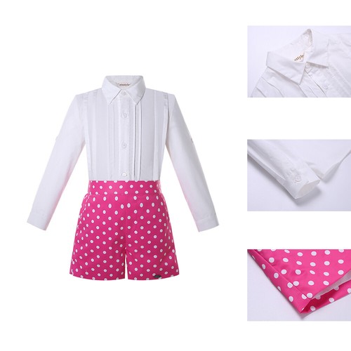 Toddler Boys Formal Party Clothes 2Pcs Outfits Shirt + Shorts Size 2 3 4 5 6 8