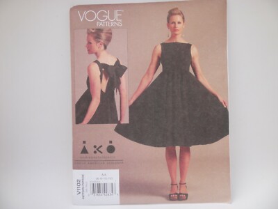 Vogue 1102 Andrea Katz Objects Full Skirted Dress Tie Back Pattern 6-12 or 14-20